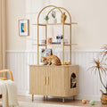 Walnut mid-century double litter box cabinet with sliding doors – view 3