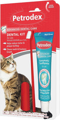 Cat dental kit with enzymatic toothpaste tube and dual-ended finger toothbrush