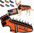 Fluorescent orange stab-resistant small dog harness vest with spike add-on – view 6