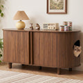 51 inch walnut litter box enclosure cabinet with sliding doors
