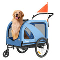 Orange and grey dog bike trailer stroller with mesh doors – view 2