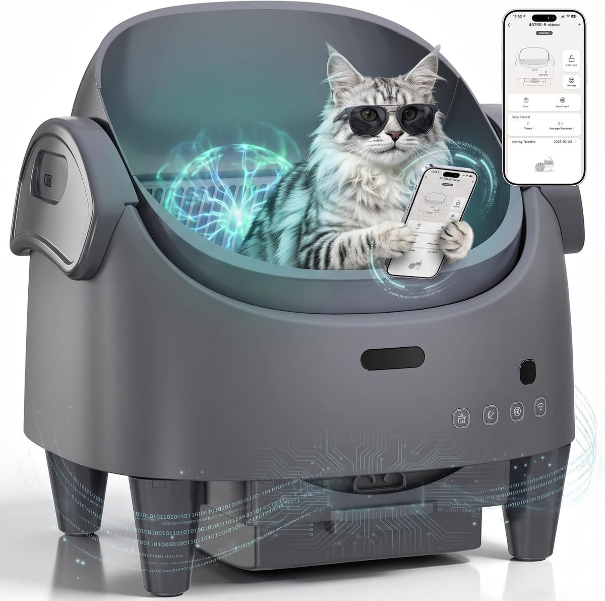 Top-open self-cleaning electric cat litter box