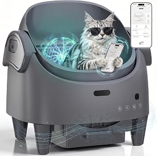 Automatic Top-Open Self-Cleaning Cat Litter Box with 15-Layer Safety Protection, App Control, Large Capacity and Odor