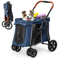 Gray dual entry medium dog stroller with one-touch fold frame – view 2