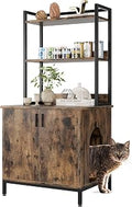 GAOMON Litter Box Enclosure, Large Wood Cabinet with 2 Storage Shelves and Doors, Vintage Rustic Brown