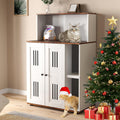 White double litter box enclosure cabinet with shelf for two cats