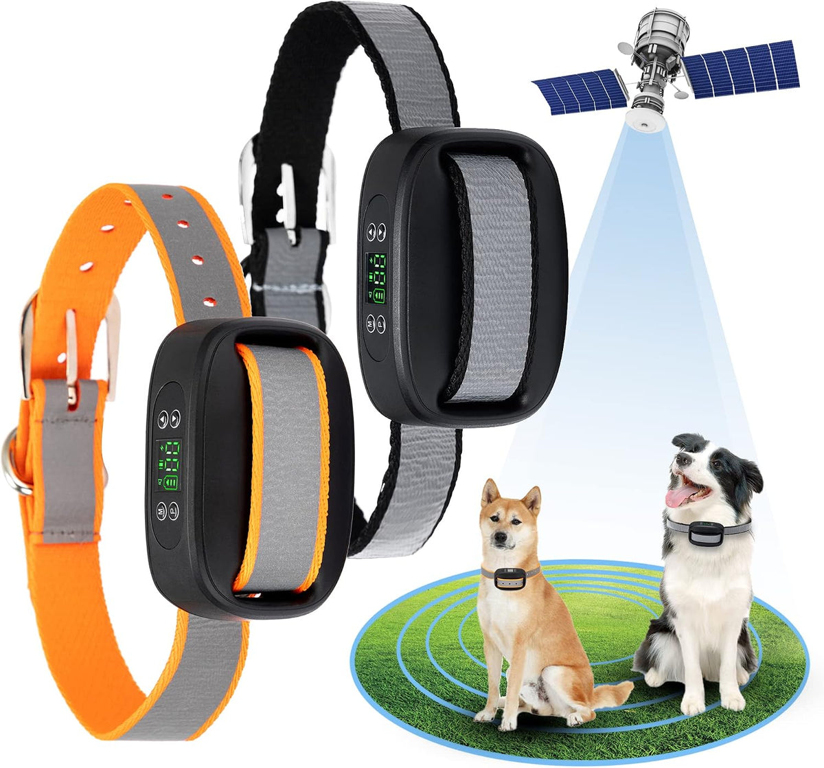 Two GPS wireless dog fence collars with charging cable