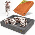 Toffee faux leather bolster dog bed with memory foam base – view 2