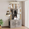 Multi-level cat tree with enclosed litter box cabinet, sisal scratching posts, hammock and top perch – view 2