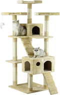 Tall 72 inch cat tree tower with condos, perches and faux fur covering – view 5