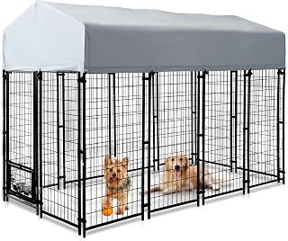Heavy Duty Large Dog Kennel, 8x4x6 FT, Outdoor, Welded Wire Steel