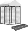 Collapsible galvanized 4 x 4 ft outdoor dog kennel with roof