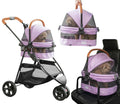 Pink three wheel pet stroller with removable carrier – view 2