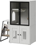 2-Tier Hidden Cat Litter Box Furniture for Large Cats, Double Enclosure with Doors, Storage, Ladder, Hammock and Metal Mesh
