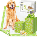 Extra large green daisy print puppy pad with adhesive corner tabs – view 4