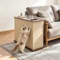 2-in-1 Cat Scratcher Side Table with Hidden Storage, Natural Sisal Pad and Locking Wheels, Reversible