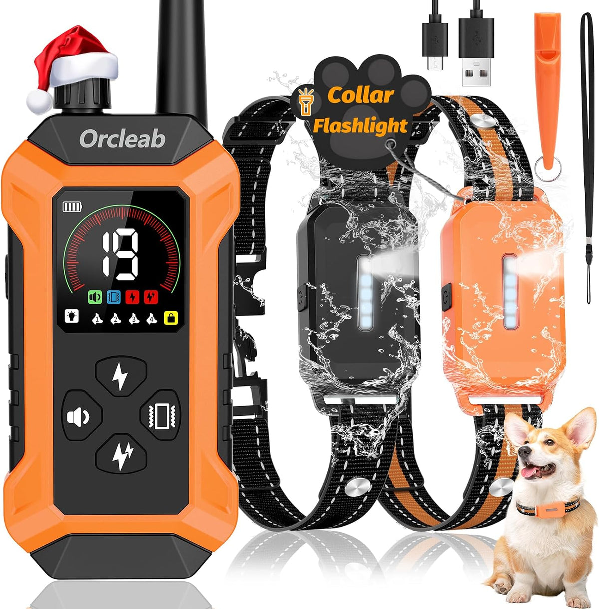 Remote control with four waterproof dog training collars – view 3