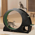 Solid wood cat running wheel with apartment and play roller