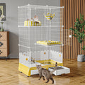 Large three-tier cat cage on wheels with litter box enclosure