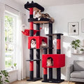 78-Inch Cat Tower with Houses and Condos, 5 Sisal Posts, 2-3 Medium to Large Cats, F78C, Black-Red Gothic