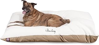 Personalized Embroidered Pet Pillow Dog Bed with Removable Cover, Extra Large, Khaki