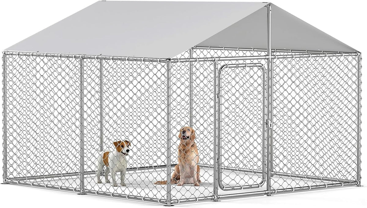 Large galvanized welded wire outdoor dog kennel with waterproof roof cover