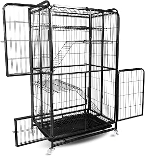 4-Tier Cat Cage, 53.5 Inch, with Wheels, Foldable Iron Crate