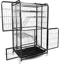 4-Tier Foldable Iron Cat Cage, 53.5 Inch, with Wheels