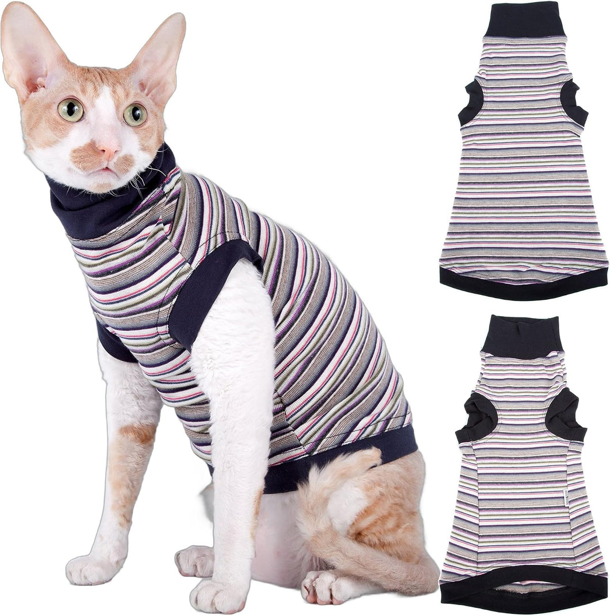 Panther grey winter turtleneck for a hairless Sphynx cat – view 4