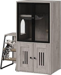 TrailBlaze Double Cat Litter Box Enclosure Furniture with Doors, Hidden Storage, Ladder, Hammock and Metal Mesh, Dog Proof
