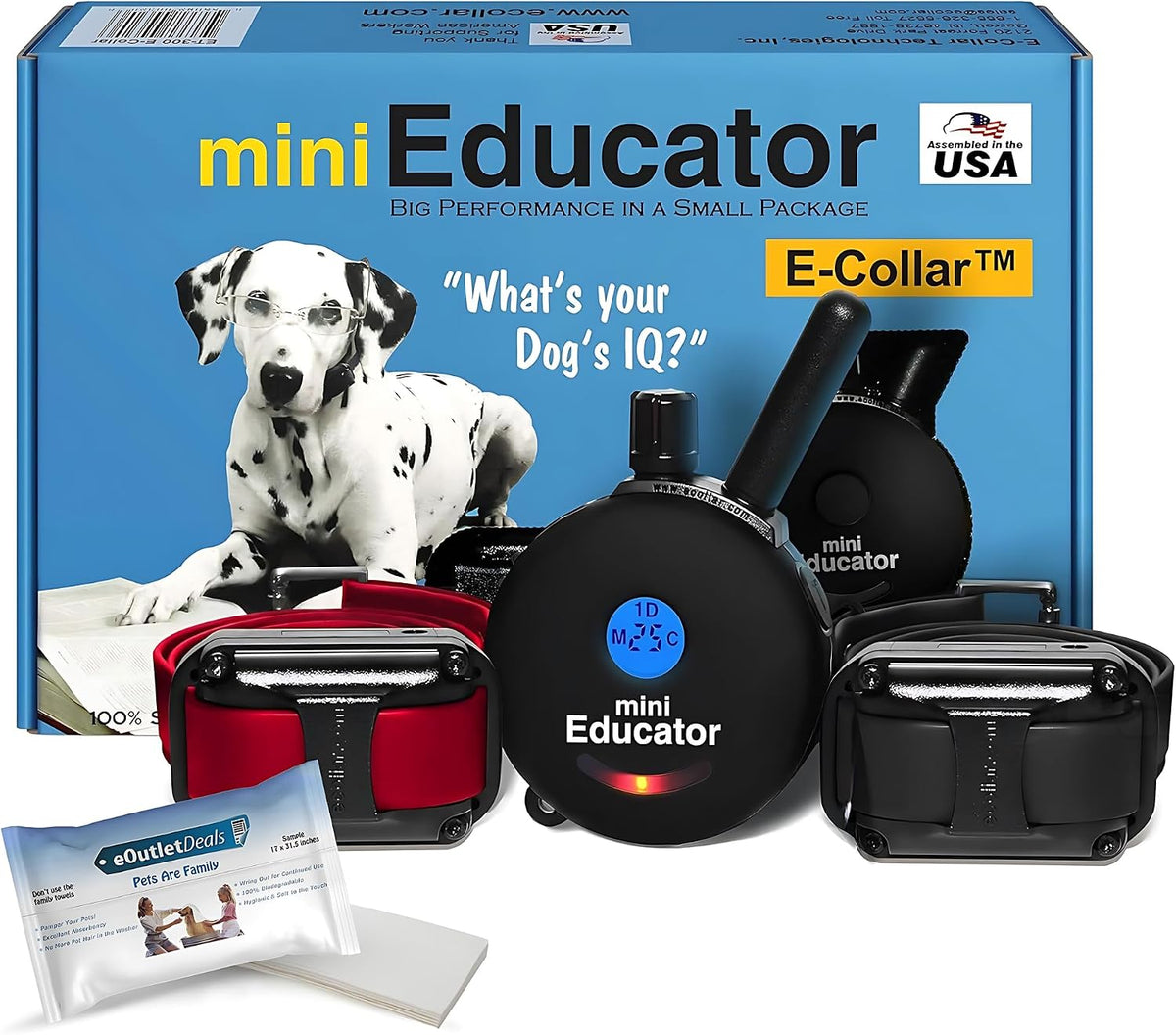 Black remote dog training collar and handheld transmitter – view 3