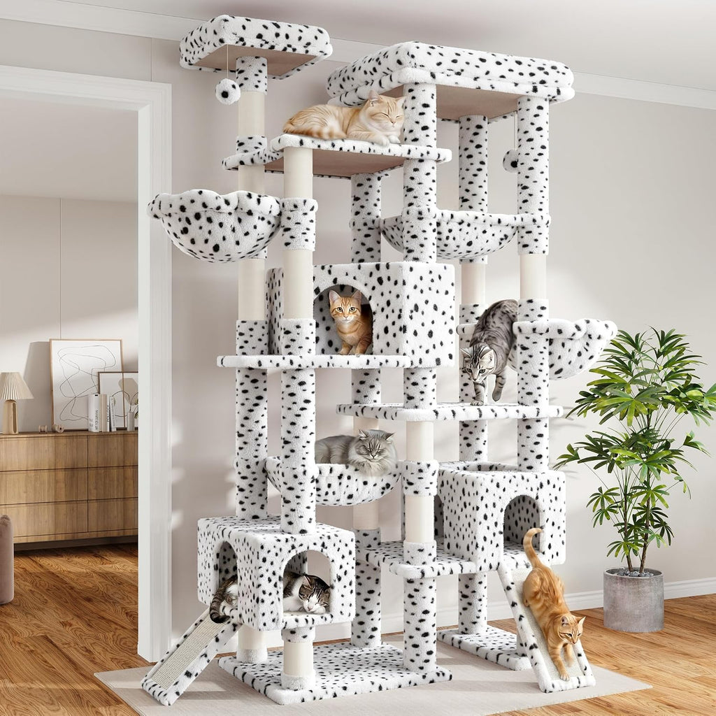 Dark grey 87 inch multi-level cat tree with baskets and hammocks – view 3