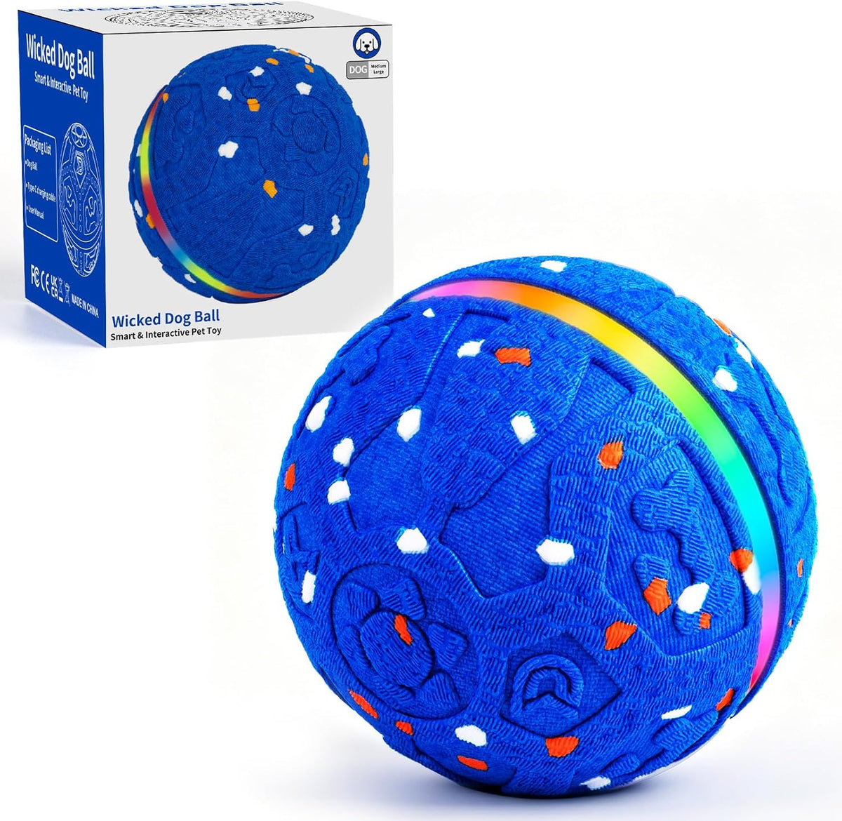 Interactive rechargeable dog ball toy