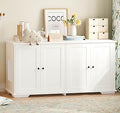 Large Hidden Cat Litter Box Enclosure with Magnetic Doors and Raised Bottom for 2 Cats, White, 47.2" x 19.7" x 23.6"