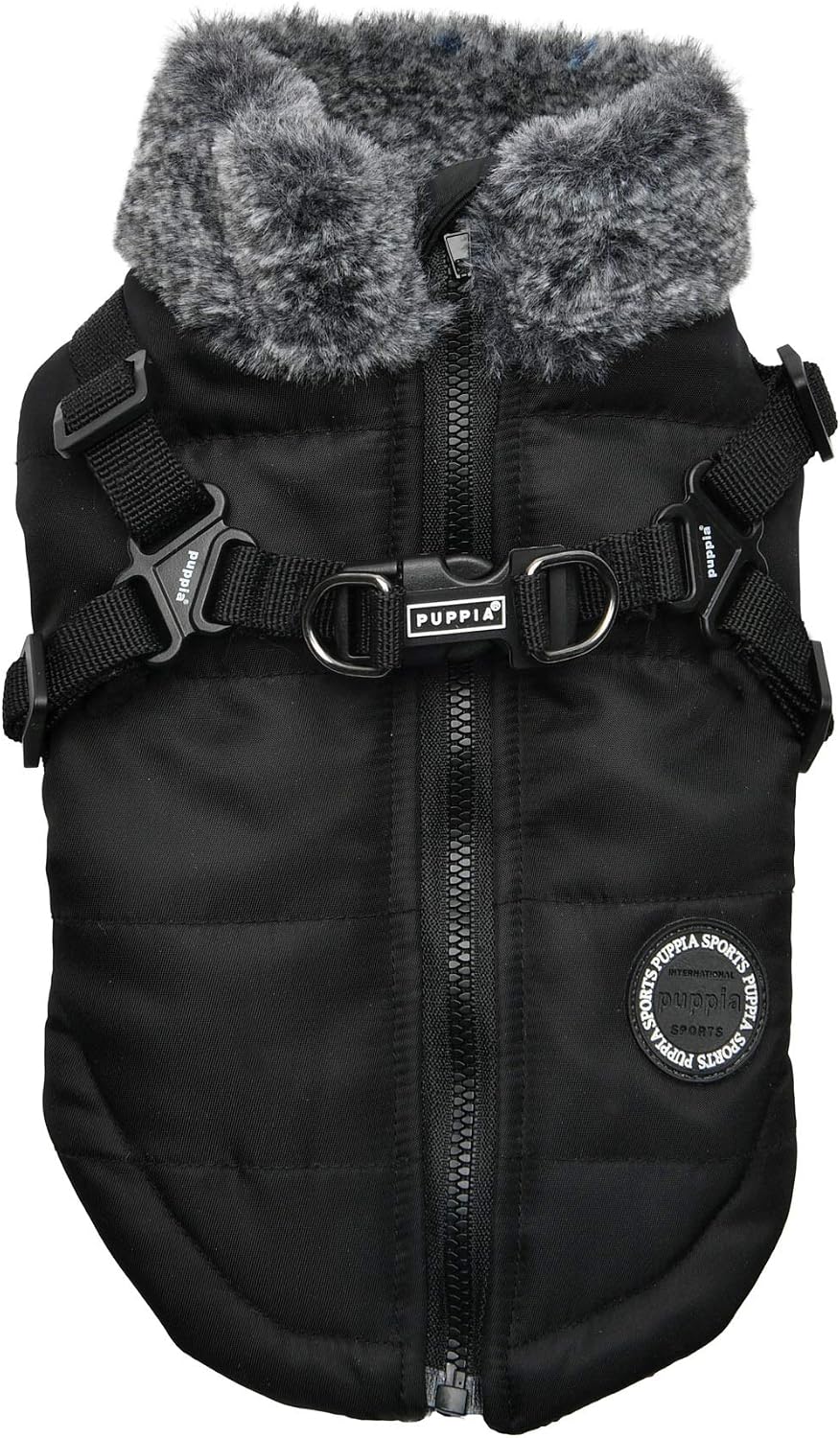 Khaki waterproof winter dog coat with integrated harness and fleece lining – view 3