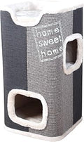 TRIXIE Jorge Cat Condo, 2-Story Tower with Scratching Surface and Removable Cushions, Gray