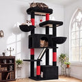 69-Inch Heavy-Duty Cat Tree with Large Platform, 5 Scratching Posts, Sisal Board and Hammock, S69, Black-Red Gothic