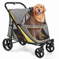 Grey extra large foldable dog stroller wagon with all-terrain wheels – view 2