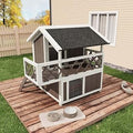 GarveeTech 2-Story Outdoor Cat House with Balcony, Insulated and Weatherproof Wooden Shelter with Asphalt Roof