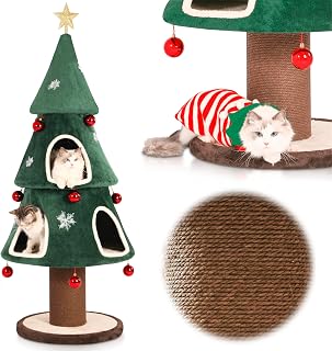 64" Christmas Cat Tree Tower, Heavy-Duty Cat Condo for Large Cats