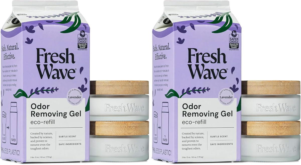 Lavender odor removing gel refill with two empty glass jars