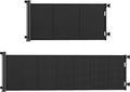 Two retractable mesh pet gates, 71 and 120 inches wide, in a home