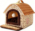 Semi-Enclosed Cat Bed House, Cozy Fluffy Plush, Removable Design, Style a, 75 x 50 x 50 cm