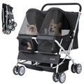 Light blue side-by-side twin pet stroller – view 5