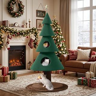 YITAHOME 60 Inch Christmas Cat Tree with 2 Large Condos