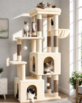 Light grey 61 inch heavy-duty cat tree with large top perch – view 2
