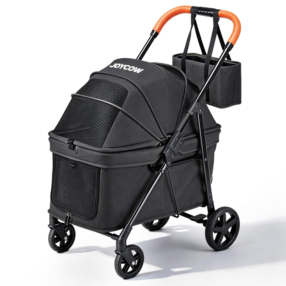 Foldable all-terrain pet stroller with Oxford fabric cabin and swivel front wheel – view 4