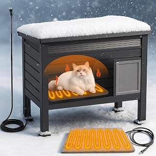 Heated Cat House for Outside, Black
