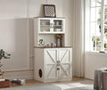 Tall antique white litter box cabinet with fluted doors for an automatic litter box – view 3