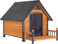 Large weatherproof outdoor dog house with metal frame